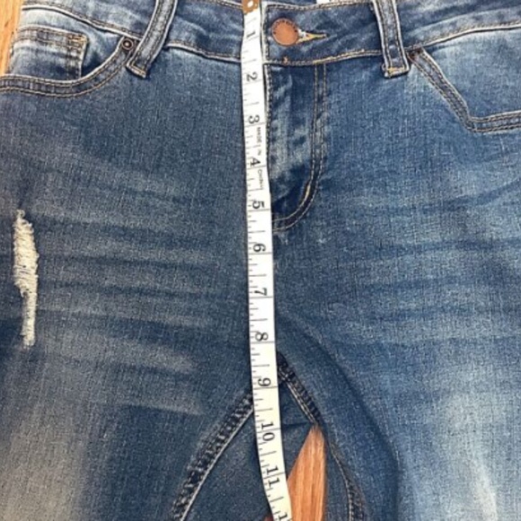 Encore Jeans Size 5 Women’s Juniors Distressed Destroyed Medium Wash Blue Skinny - Picture 8 of 15